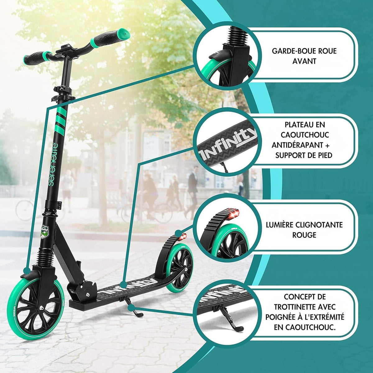 10 Colors Freestyle Scooter, Adult and Teen Scooter - Adjustable Height, All Terrain Scooter with Large Wheels and Suspension, Foldable Scooter with Easy Maneuver