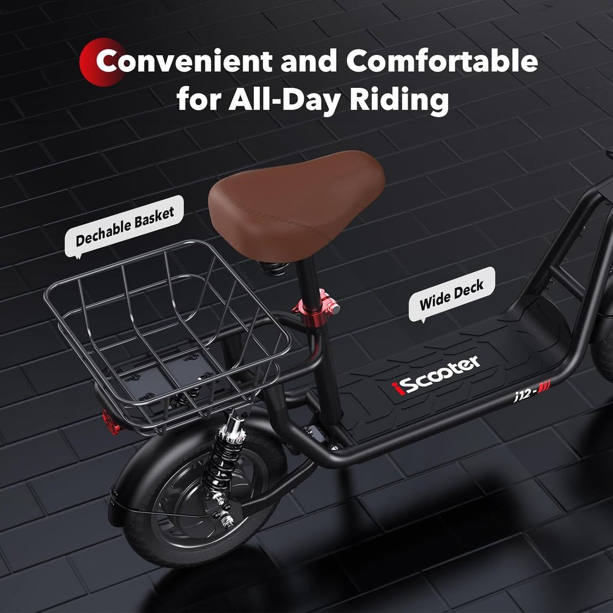 Patinete eléctrico iScooter con asiento, autonomía de 60/34 km y velocidad máxima de 45/30/25 km/h, neumáticos de 14"/12"/10", asiento de altura ajustable...