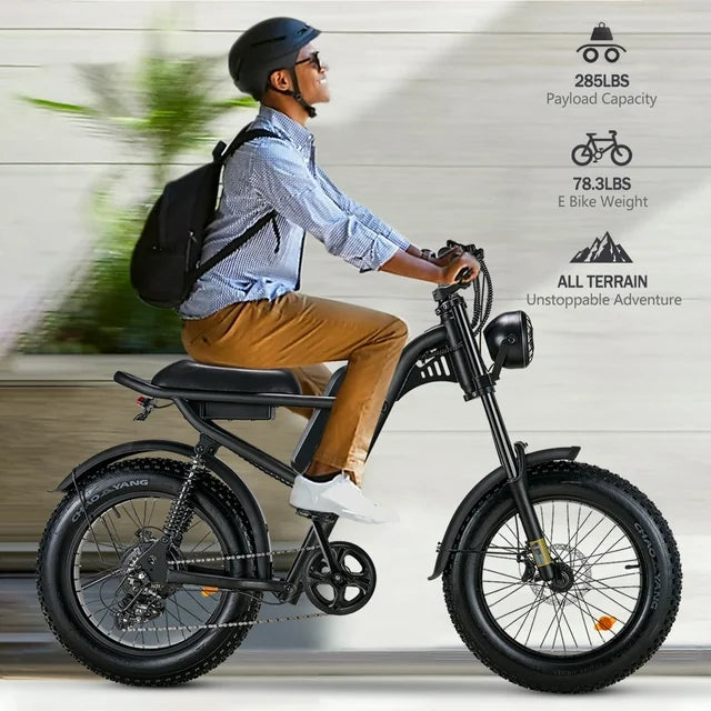 Ridingtimes Z8 Snow Ebikes for Adults, 20" Fat Tire, 1500W Motor, 28Mph, 6 Layer Full Suspension