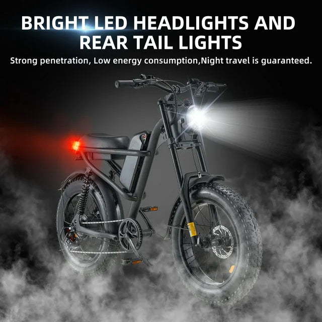 Ridingtimes Z8 Snow Ebikes for Adults, 20" Fat Tire, 1500W Motor, 28Mph, 6 Layer Full Suspension