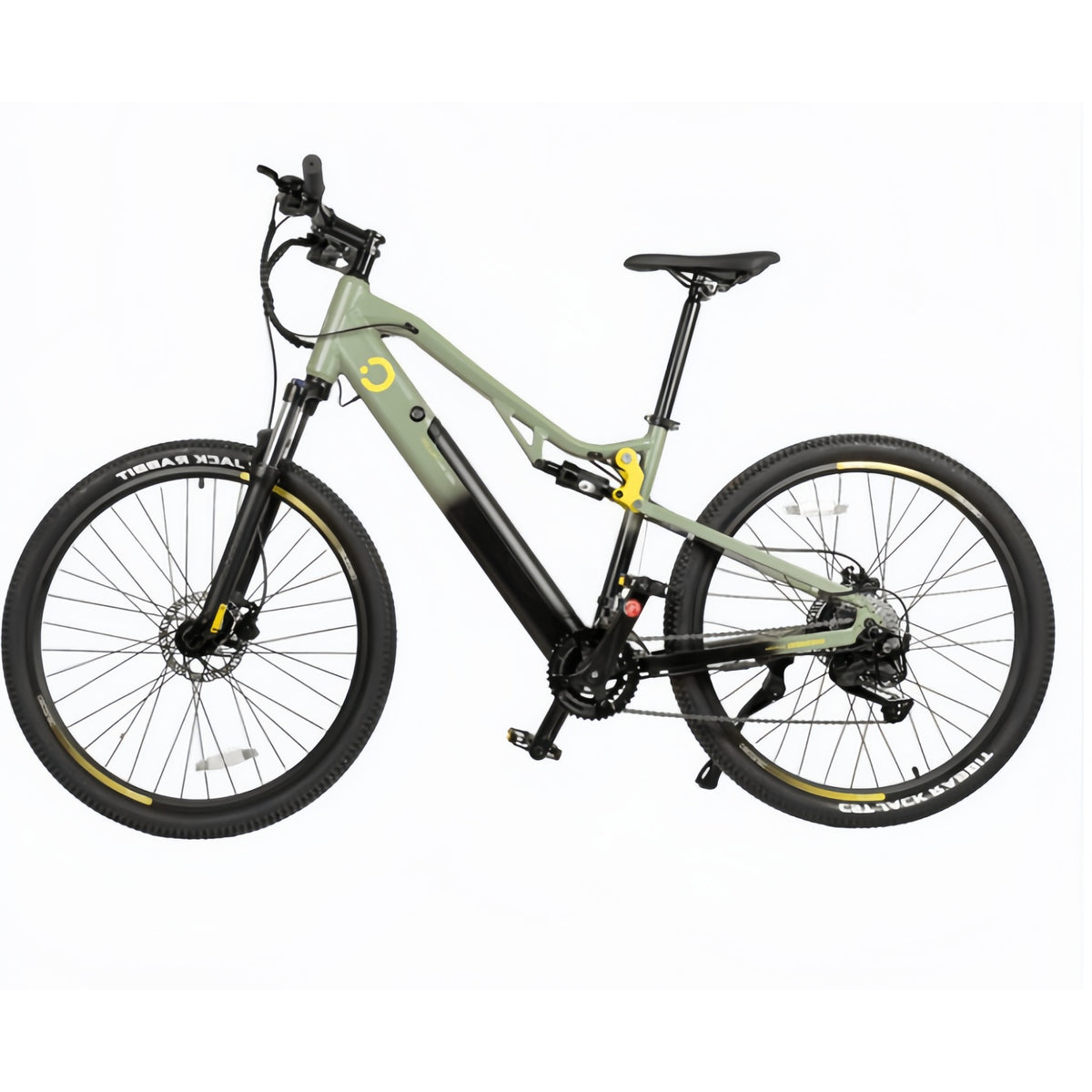 Bicicleta eléctrica de montaña Millor de 27,5", con 90 km de autonomía, doble suspensión, cambio Shimano de 18 velocidades y doble freno de disco hidráulico.