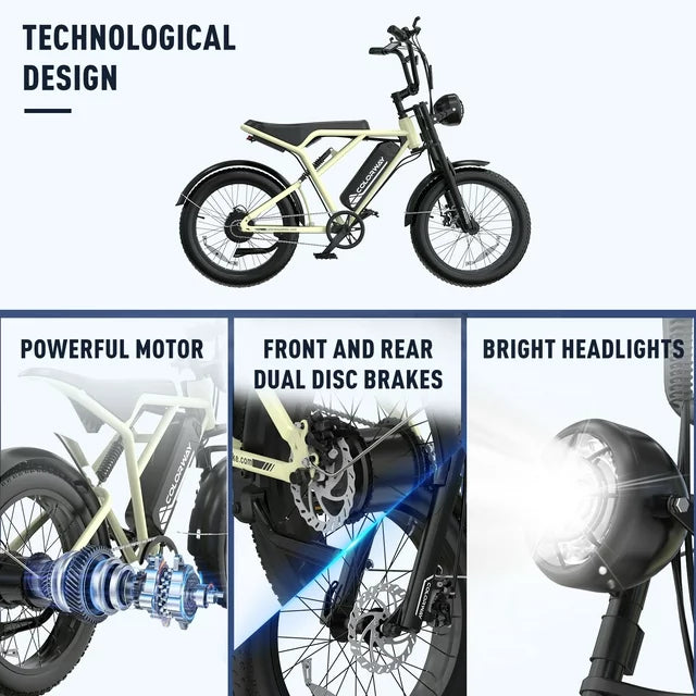 COLORWAY 750W Electric Bike for Adults,20X4.0 Fat Tire Off-Road E bike,36V/12Ah Battery Snow Beach Mountain Bike for Outdoor Cycling e bike