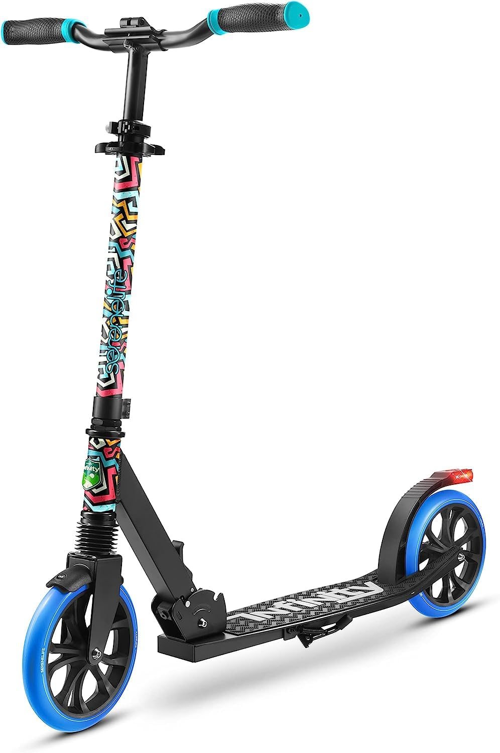 10 Colors Freestyle Scooter, Adult and Teen Scooter - Adjustable Height, All Terrain Scooter with Large Wheels and Suspension, Foldable Scooter with Easy Maneuver