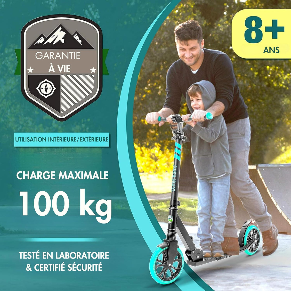 10 Colors Freestyle Scooter, Adult and Teen Scooter - Adjustable Height, All Terrain Scooter with Large Wheels and Suspension, Foldable Scooter with Easy Maneuver