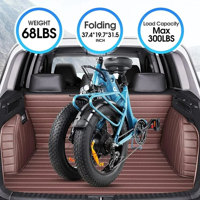 DYU 20" 4.0 Fat Tire Electric Bike for Adults, 500W 48V 14AH, LG Battery, Shimano 7-Speed, Foldable E Bike