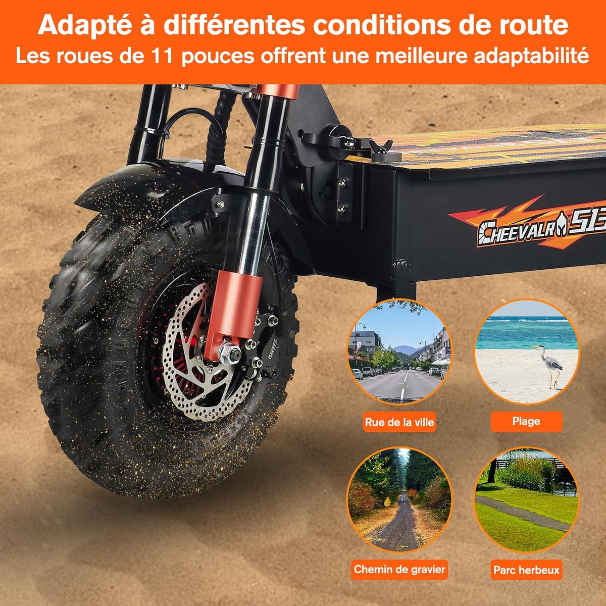 JAYSIMXIN Puissante Trottinette Électrique Adulte Scooter, 14 Pouces Trottinette électrique Tout Terrain, système de Suspension Confortable, Batterie au 60V 40Ah, 8 Heures de Charge,130 km.