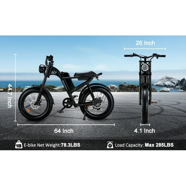 Ridingtimes Z8 Snow Ebikes for Adults, 20" Fat Tire, 1500W Motor, 28Mph, 6 Layer Full Suspension