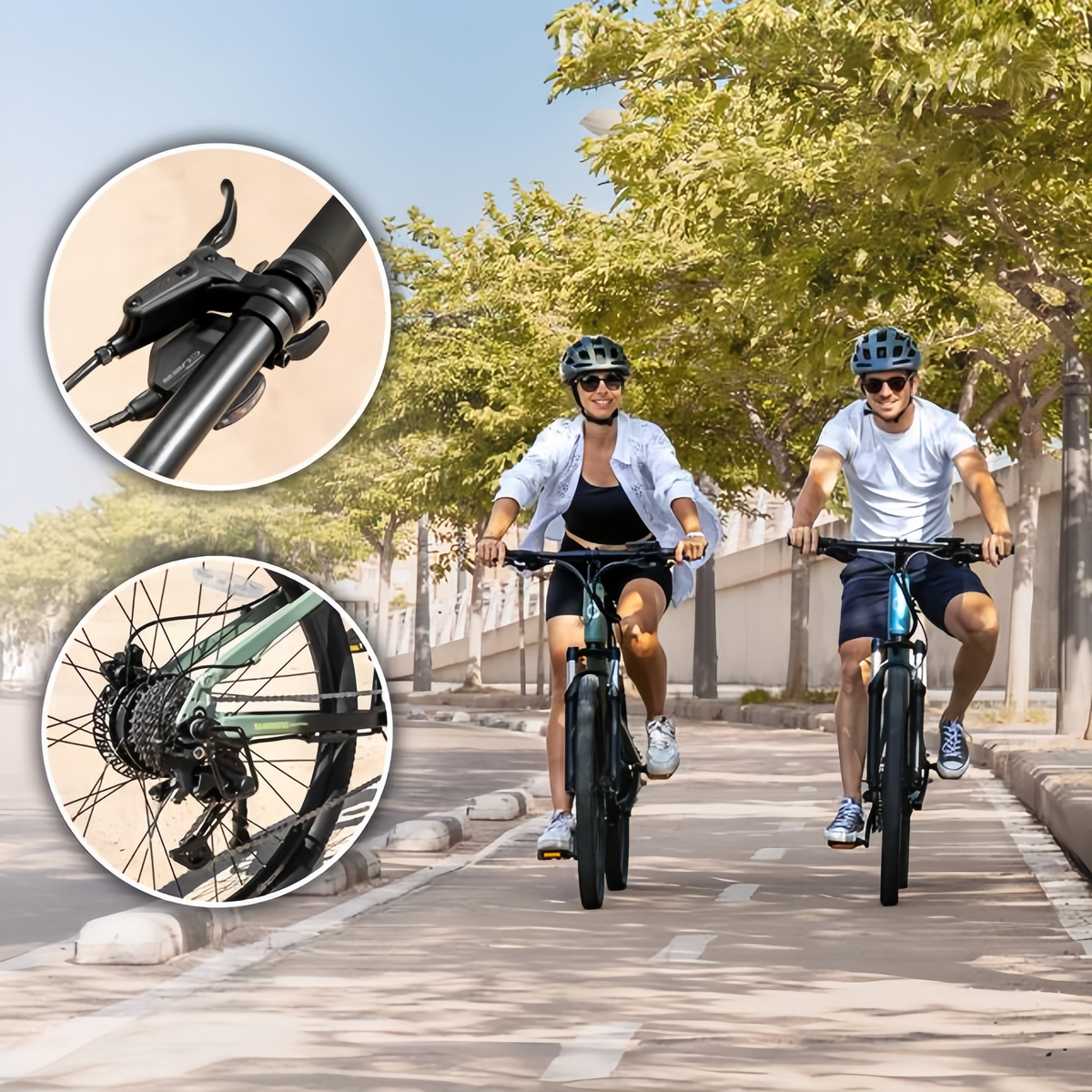 Bicicleta eléctrica de montaña Millor de 27,5", con 90 km de autonomía, doble suspensión, cambio Shimano de 18 velocidades y doble freno de disco hidráulico.
