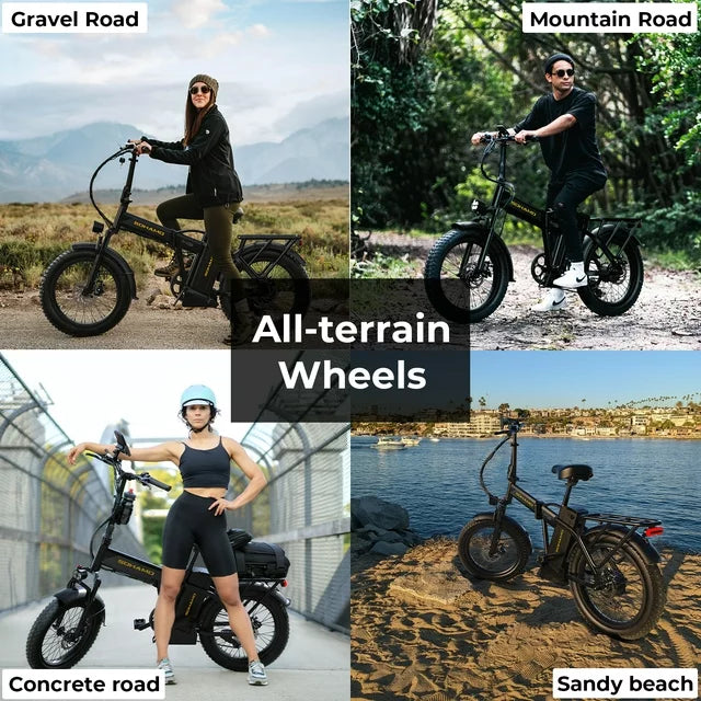 SOHAMO H3 Electric Bike for Adults 20" Fat Tire Folding Ebike, 750W Motor, 48V 15Ah Removable Battery, Front Suspension, Shimano 7 Speed Mountain Bike