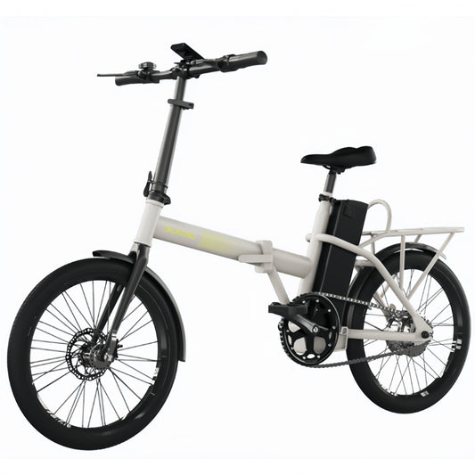 Bicicleta eléctrica Flexy La bicicleta eléctrica plegable es perfecta para desplazamientos urbanos y aventuras al aire libre. Con una autonomía de 35 km, puedes recorrer grandes distancias sin preocuparte por la batería. Sus ruedas de 20" ofrecen gra