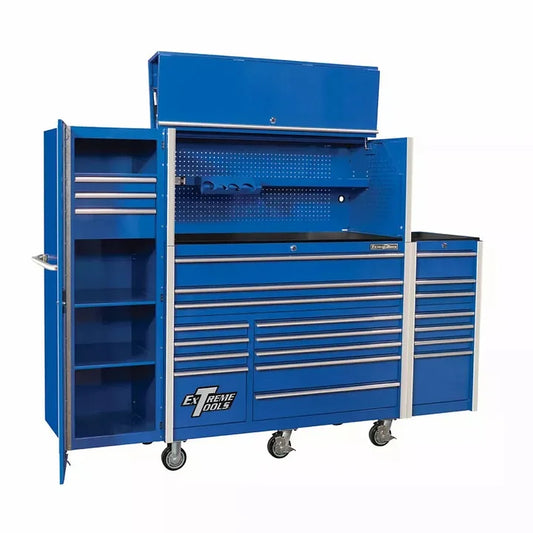 EXTREME TOOLS RX Serie 55" Werkzeugwagen mit 12 Schubladen, Schränken und Seitentaschen