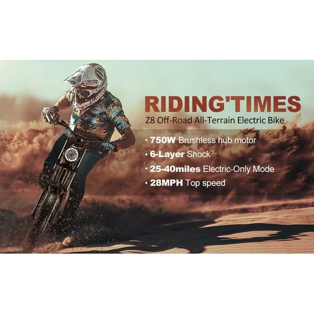 Ridingtimes Z8 Snow Ebikes for Adults, 20" Fat Tire, 1500W Motor, 28Mph, 6 Layer Full Suspension