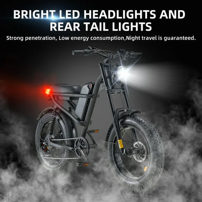 Ridingtimes Z8 Snow Ebikes for Adults, 20" Fat Tire, 1500W Motor, 28Mph, 6 Layer Full Suspension