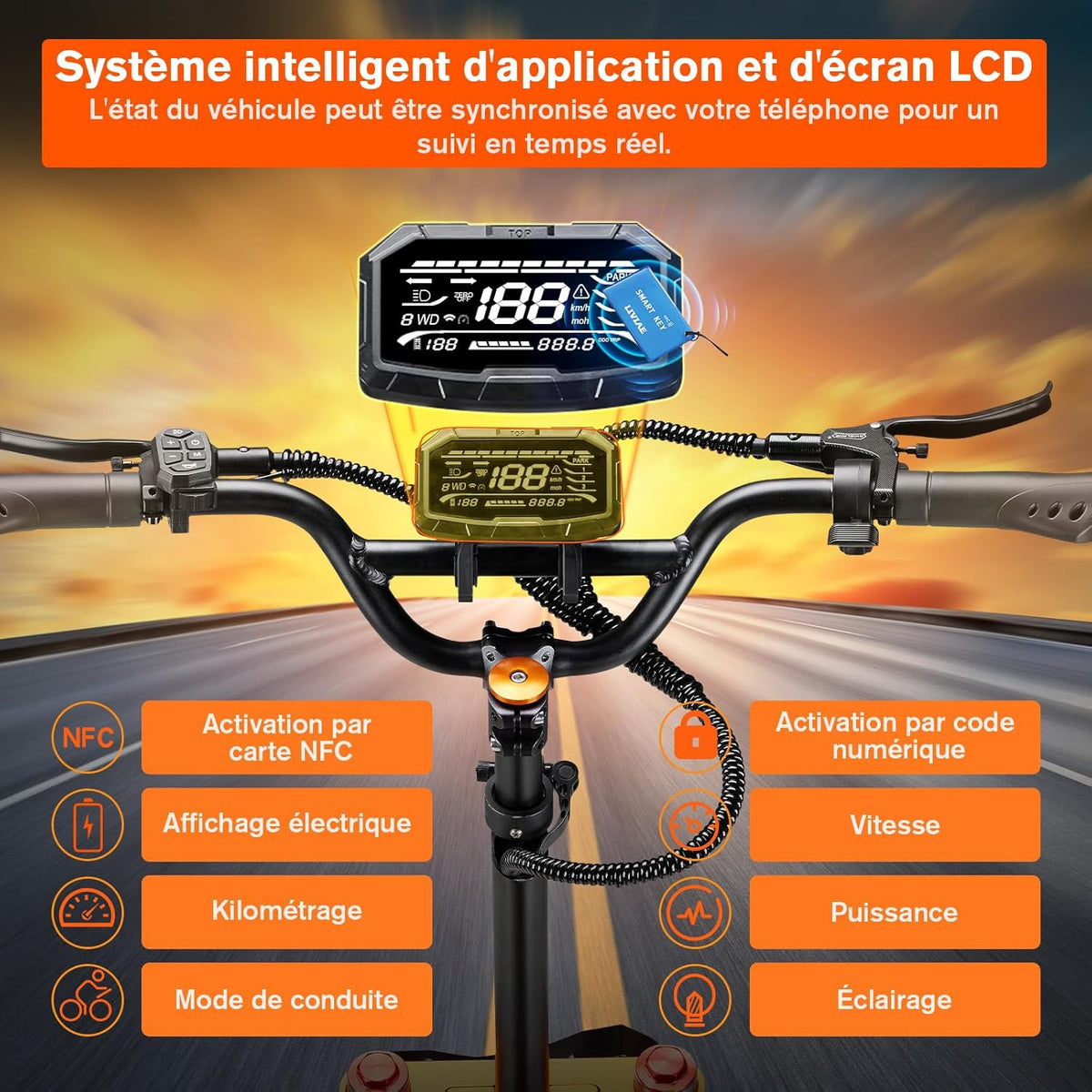 JAYSIMXIN Puissante Trottinette Électrique Adulte Scooter, 11 Pouces Trottinette électrique Tout Terrain, système de Suspension Confortable, Batterie au 60V 43Ah,120 km