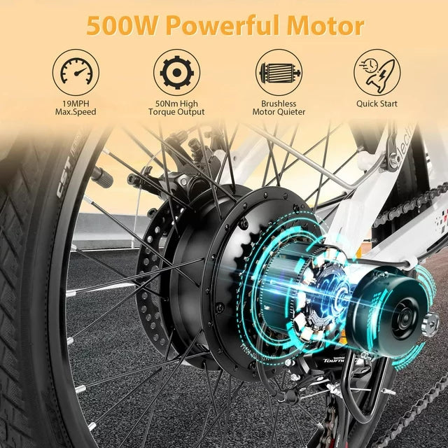 Gocio 500W Folding Electric Bike, 20'' Electric Commuter Bike, Aluminum Alloy Lightweight Electric Bicycle, Ebike Built-in 48V 7.8Ah Removable Lithium-Ion Battery, Urban Electric Bikes for Adults
