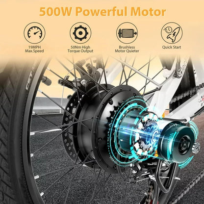 Gocio 500W Folding Electric Bike, 20'' Electric Commuter Bike, Aluminum Alloy Lightweight Electric Bicycle, Ebike Built-in 48V 7.8Ah Removable Lithium-Ion Battery, Urban Electric Bikes for Adults