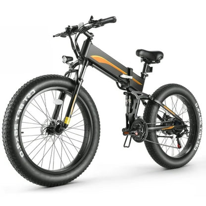 Funcid Electric Bike, 26"x4" Fat Tire Electric Bike for Adults 500W Ebike Foldable Adult Electric Mountain Bicycles with 48V 10Ah Battery, Lockable Suspension Fork, Shimano 21 Speed Gears