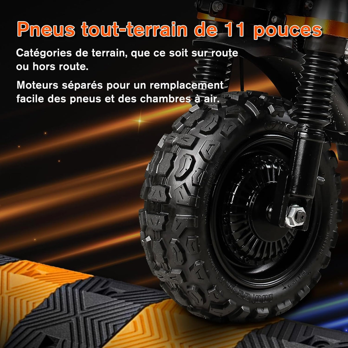 JAYSIMXIN Puissante Trottinette Électrique Adulte Scooter, 11 Pouces Trottinette électrique Tout Terrain, système de Suspension Confortable, Batterie au 60V 43Ah,120 km
