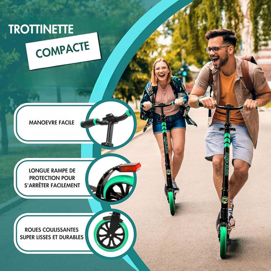 Freestyle-Scooter in 10 Farben, Roller für Erwachsene und Jugendliche – höhenverstellbar, All-Terrain-Scooter mit großen Rädern und Federung, faltbarer Roller mit leichter Manövrierbarkeit