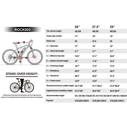 Hiland Rockshark Electric Bike Electric Mountain Bike Aluminum 26/27.5 inch 350W 20MPH Adults E-Bike Shimano 21 Speed Disc Brake Suspension Fork with 36V 10.4Ah Removable Battery