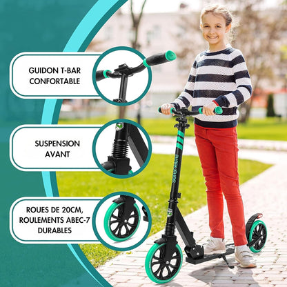 10 Colors Freestyle Scooter, Adult and Teen Scooter - Adjustable Height, All Terrain Scooter with Large Wheels and Suspension, Foldable Scooter with Easy Maneuver