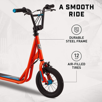 Mongoose Trace Air Non-Electric Scooter for Youth Boys Girls Age 8+ Year Old, Max Weight of 220 lbs., 12-Inch Air Tires, Non-Folding Design, Adjustable...